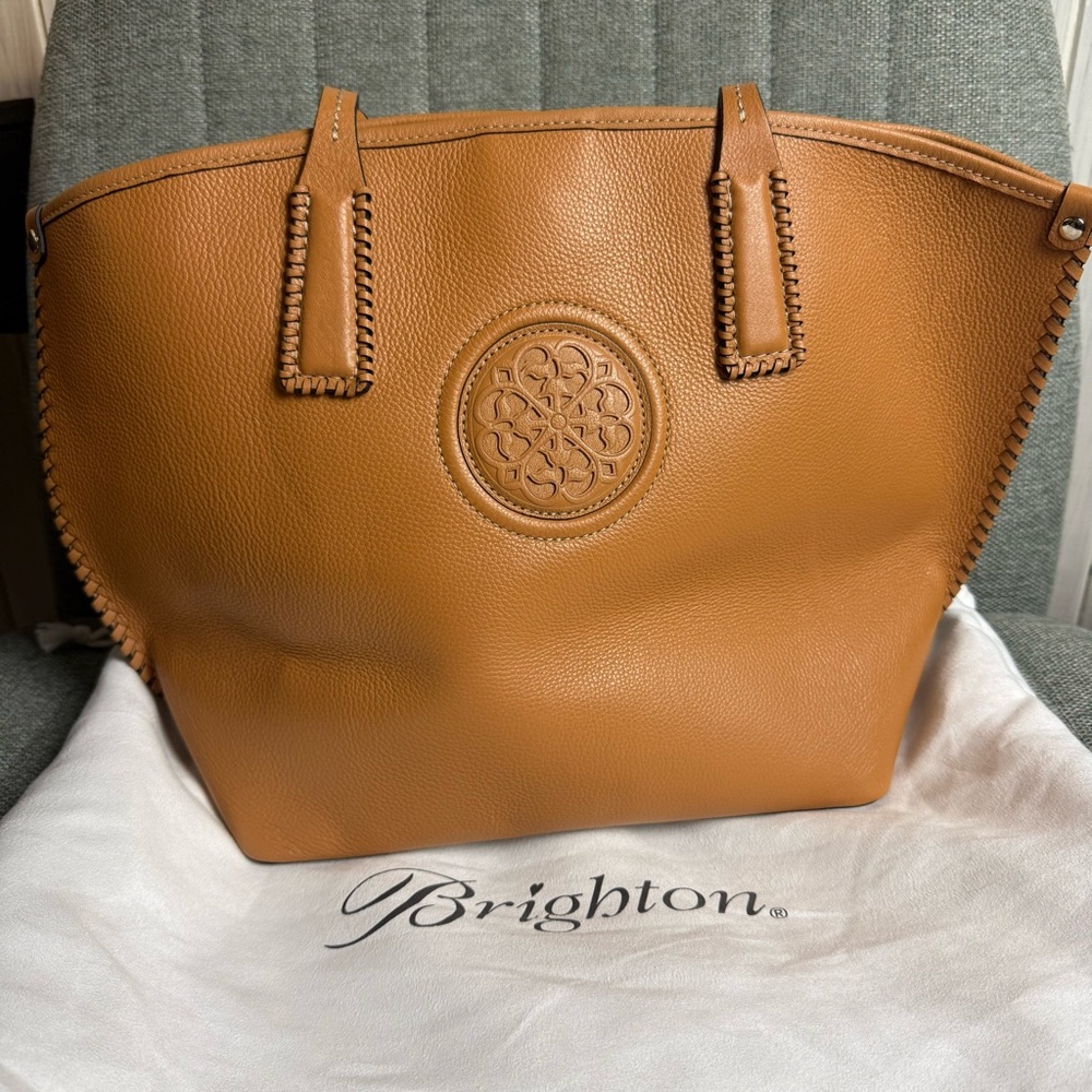 Brighton Ferrara Tan Leather Tote Excellent Like New Condition